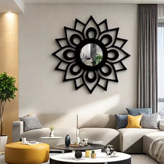 Sunflower Wooden Wall Mirror Art | Nigz Decor