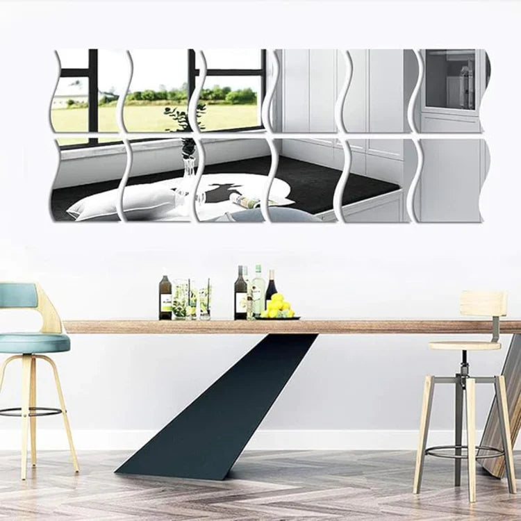 Wavy Acrylic Mirror Wall Decals Modern Aesthetic Decor UAE