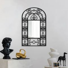 Black Acrylic Wall Mirror with Ornate Frame | Nigz Decor
