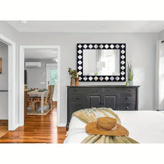 Black Wooden Frame Modern Decorative Mirror | Nigz Decor