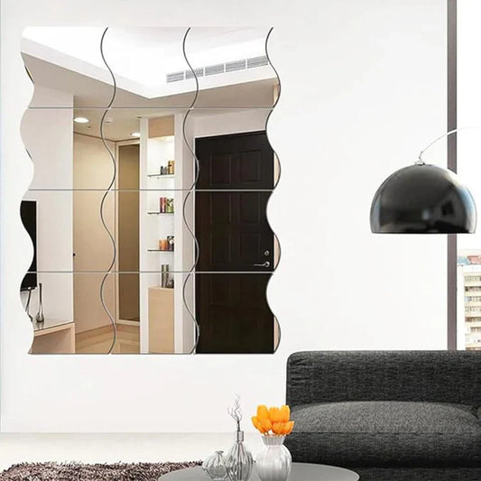 Wavy Acrylic Mirror Wall Decals Modern Aesthetic Decor UAE