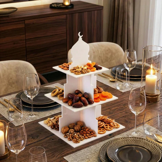 Acrylic Mosque Dessert Stand 3 Tier ƒ?? Ramadan Eid Decor UAE