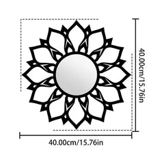 Modern Acrylic Wall Mirror - Black Geometric Round Decorative Art | Nigz Decor