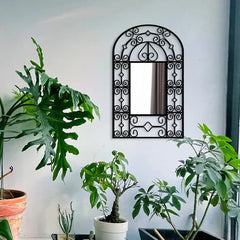 Black Acrylic Wall Mirror with Ornate Frame | Nigz Decor