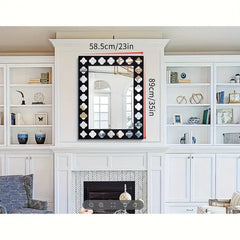 Black Wooden Frame Modern Decorative Mirror | Nigz Decor