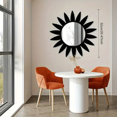 Black Mirror Wooden Sunflower Acrylic Mirror | Nigz Decor