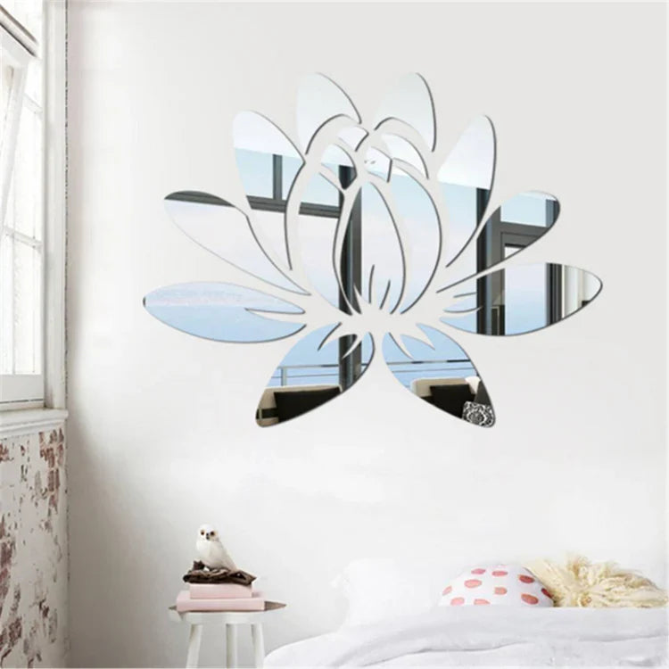 Lotus Flower Acrylic Mirror Decal Modern Home Decor UAE