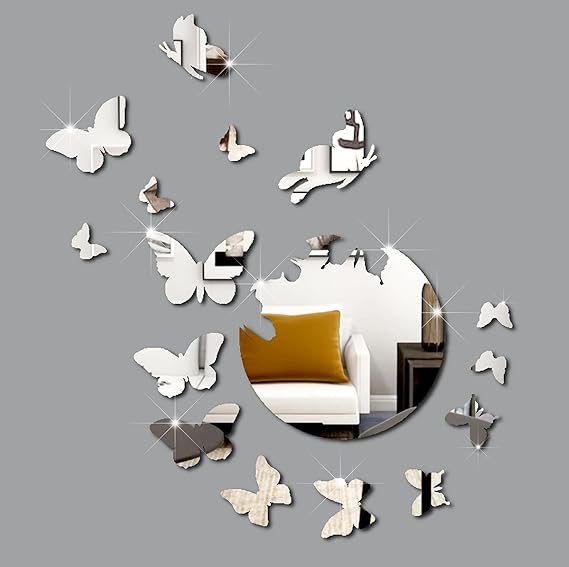 Acrylic Mirror With Butterflies - Modern Home Decoration